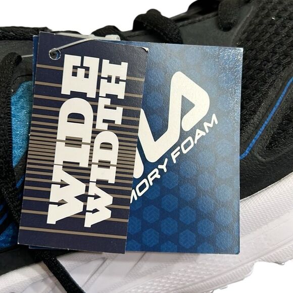 FILA Men's Running Shoe Size 9 Wide 4E Memory Panorama Black Blue Sneaker Laces - Picture 11 of 13